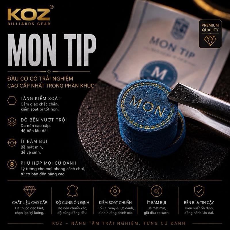 MON TIP Đầu Cơ Bida 14mm - Đầu Tẩy Bida 8 Lớp Da Cao Cấp | Premium Cue Tip | Tạo Xoáy | Độ Bền Cao | Phù Hợp Người Chơi Thi Đấu