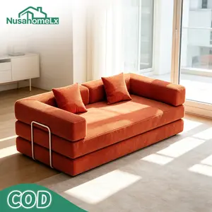 Nusahome Sofa Bed Lipat Minimalis Bahan Vacuum Anti Bau, Rangka Kuat & Sandaran Bisa Dilepas Sofa Bed Lembut COD