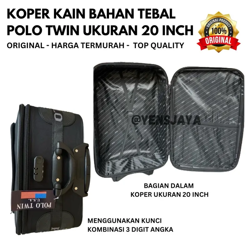 [CABIN] KOPER KAIN POLO TWIN / POLO GEAR UKURAN 20 INCH - KOPER KAIN 20 INCH TEBAL RINGAN ORIGINAL FREE PACKING KARDUS 3