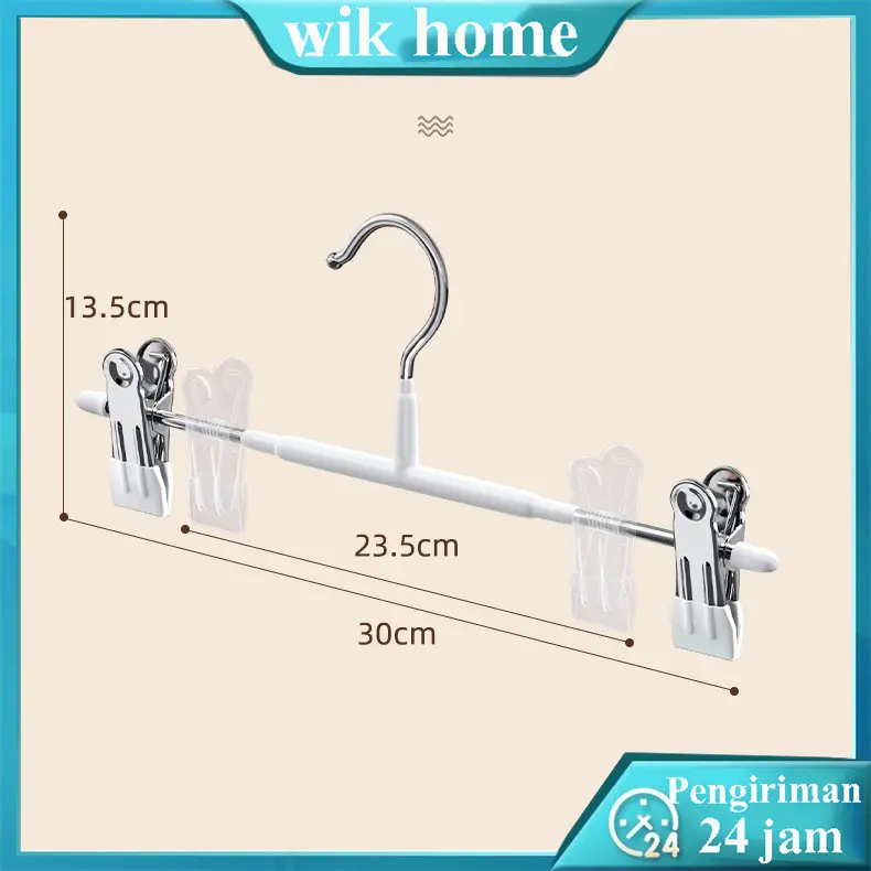 Hanger Celana Premium / Hanger Jepit Bahan/ Hanger Kerudung / Hanger Coating Premium Anti Karat/hanger baju/Gantungan Baju Jepit Dan Celana Gantungan Baju Hanger Jepit Besi Kawat Pants Hanger Clip Stainless Hanger Jepit Celana 3