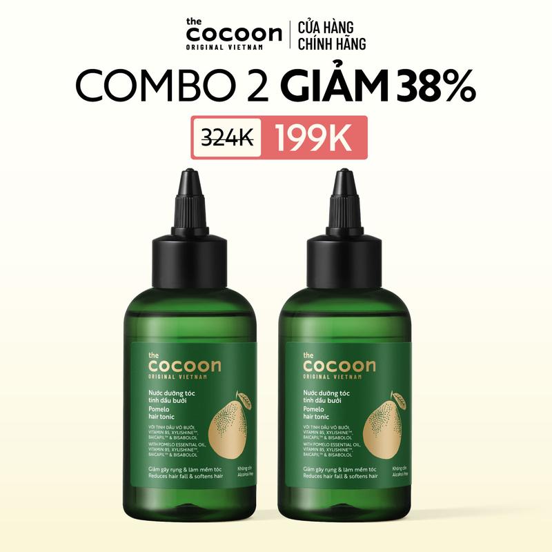 [MUA 2 GIẢM 38%] COMBO 2 Nước dưỡng tóc tinh dầu bưởi Cocoon giúp giảm gãy rụng & làm mềm tóc 140ml