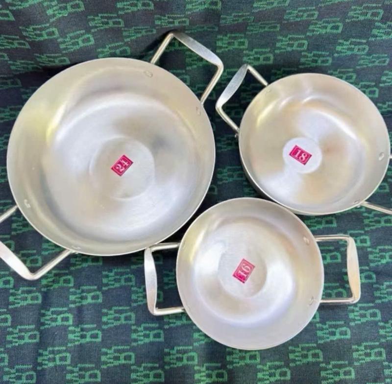 .[KTTLK] Combo 3 Chảo Đáy Bằng Chảo Nhôm Sáng Bóng Dày Đẹp. Gồm 3 Size 16.18.24cm