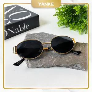 [Paket Kotak & Lap] Kacamata Hitam Wanita Kacamata Bulat Bingkai Kecil Sunglasses Kacamata Korean Style Wanita Kacamata Fashion Eyewear 2301 Lensa anti Uv