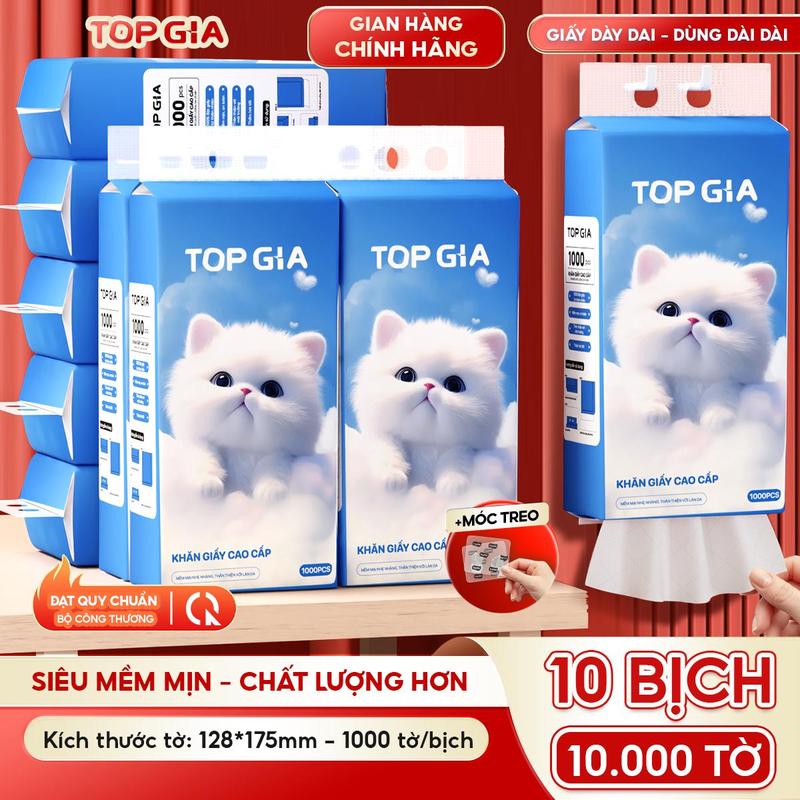   SIÊU MỀM MỊN - COMBO ĐẠI  Thùng 10 bịch Khăn Giấy Rút Đáy GIA GIA TOPGIA 4 lớp mềm mịn dập vân 4D 1000 tờ bịch làm từ bột gỗ tự nhiên an toàn ĐẠT QUY CHUẨN BỘ CÔNG THƯƠNG tặng kèm 3 móc treo tiện lợi  vtg68  #topgia #giayrut #giaytopgia 