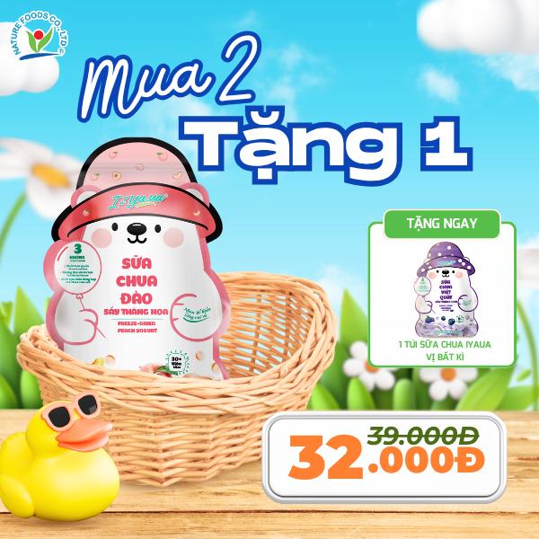 Sữa Chua Sấy Thăng Hoa IYaua Gấu Hạt Nút Vị Đào Túi 16G