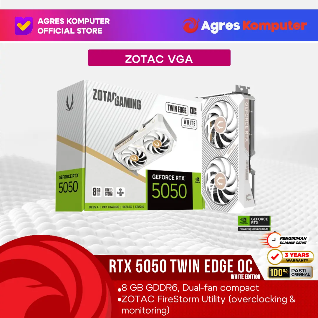 [PROMO BUNDLE] [READY STOCK] ZOTAC VGA GEFORCE RTX 5050 TWIN EDGE OC WHITE ED 8GB GDDR6 3Y