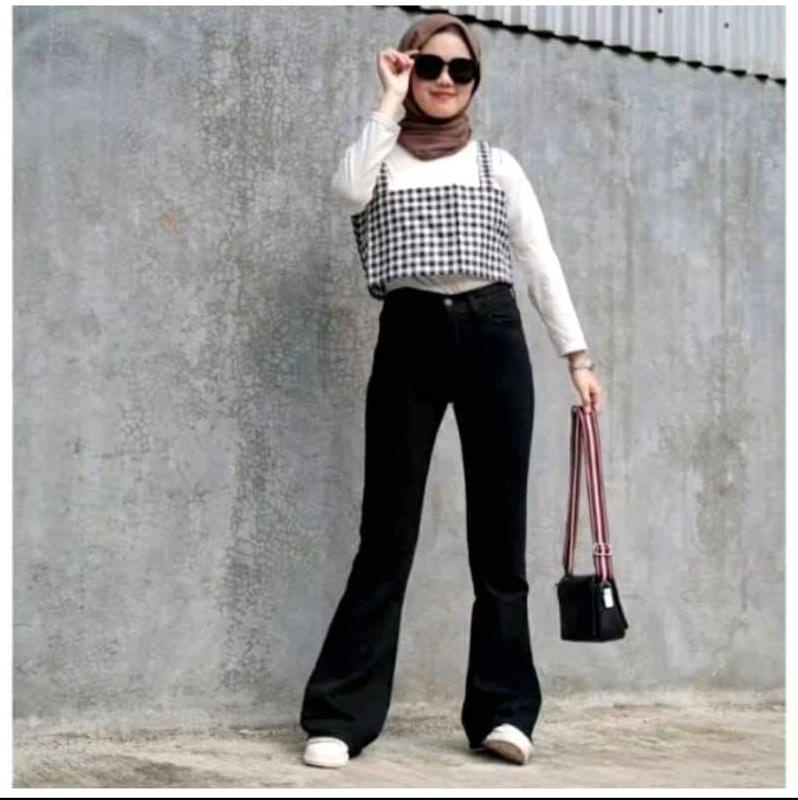 Yas Yas - Cutbray jeans higwaist model korean Style Wanita Denim Panjang Cewek Celana Melar celana cutbray outfit ootd  jeans  high  waist cutbray  jeans cutbray cutbray  jeans  wanita cut  bray  jeans  001 Skinny Stretch Nyaman celana  jeans 5
