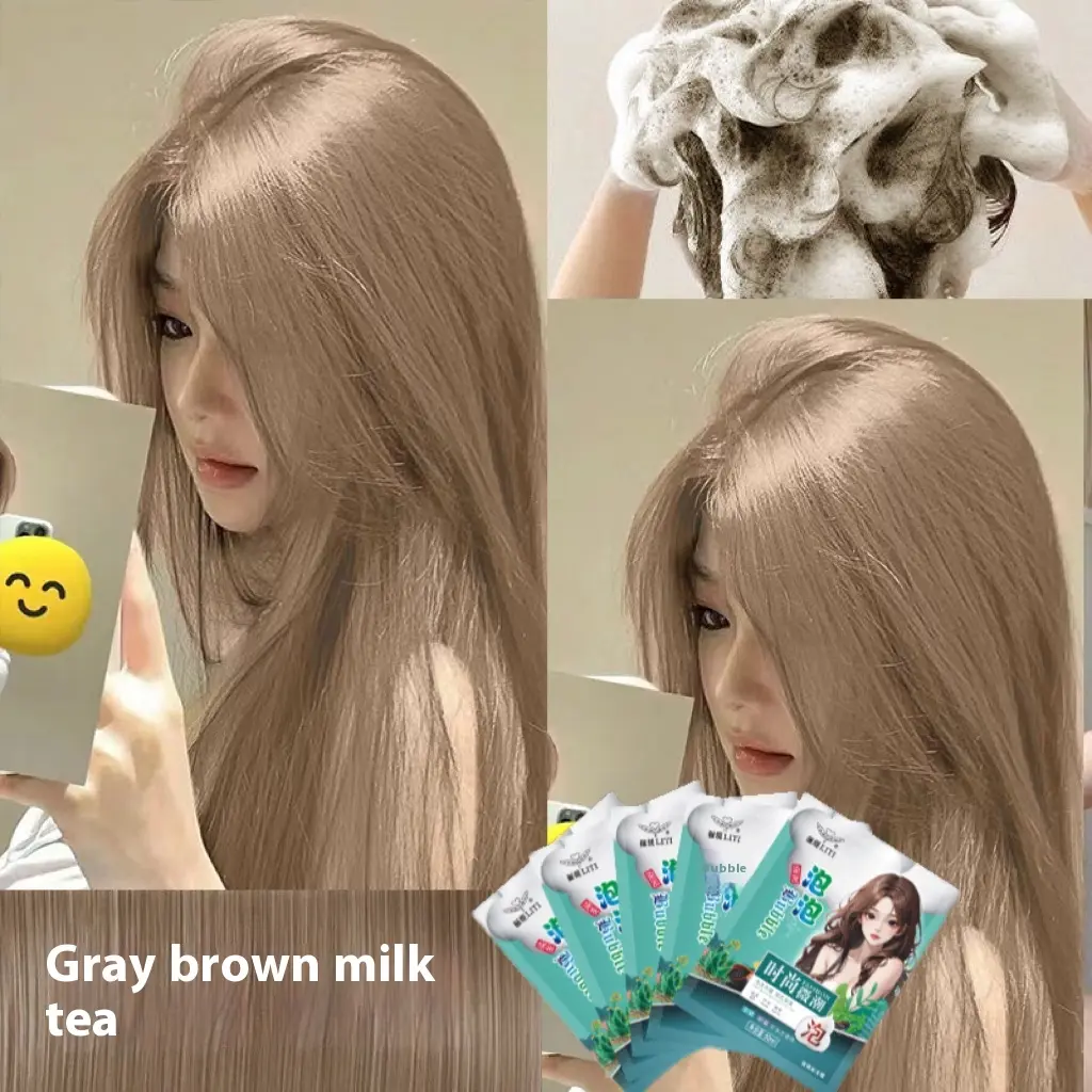 Foam hair dye,milk tea  green and black, natural plant-based, non-irritating, at-home dyeing, trending colors, white, hair coloring Haircare