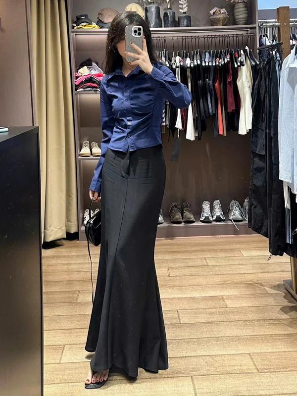 (CV211) Chân váy dáng dài đuôi cá cạp cao trơn màu MAIDO TRENDY chân váy đuôi cá