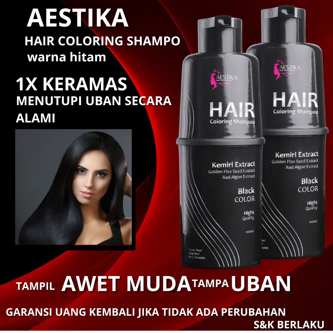 Original Aestika Hair Coloring Shampoo Uban Shampo Penutup Uban ampuh permanen Menghilangkan Uban