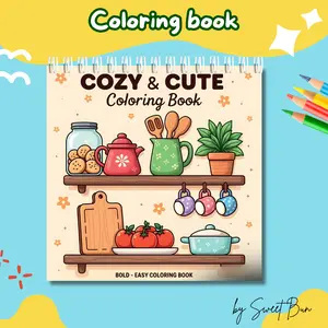 Buku Mewarnai Anak Remaja Dewasa - Cozy Cute Bold and Easy Coloring Book