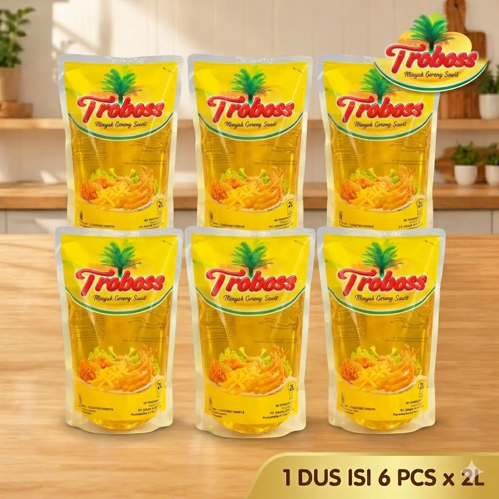 Minyak Goreng Troboss Trobos 2L liter 1 Dus / Karton isi 6 pcs Kemasan Refill Pouch 2 L