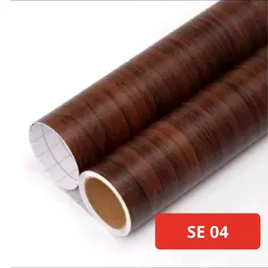 Wallpaper stiker serat kayu ukuran per meter berperekat Pvc Stiker