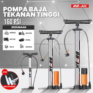 Pompa Angin Besi Tahan Karat Sepeda Motor Mobil Tabung Meter Black / High Pressure Pompa Angin Portable Untuk ban mobil dan motor