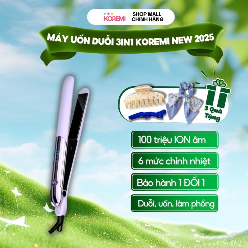 Máy duỗi tóc, uốn tóc xoăn Hàn Quốc Koremi máy làm tóc 3in1, máy kẹp tóc Women Nữ mayu ontocxoan may dapphong
