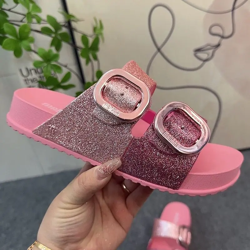 Sandal Dobeltop M.Cozy Slide Wanita Black Pink 3
