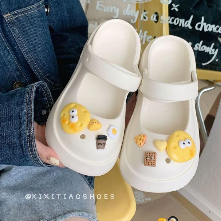 Product Introduction of Komin Sendal Mary jane Sendal Wedges Sandal Baim Wanita DIY Terbaru Slip On Import Sendal Medis Anti Air Sandal Platform Anti Slip 24