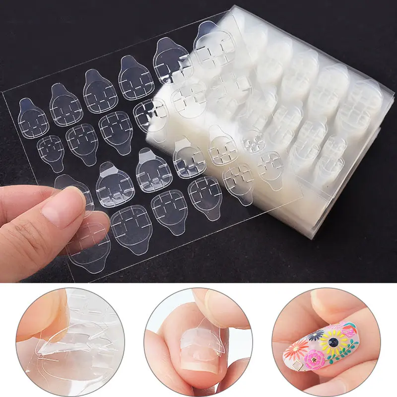 24PCs Double Sided Adhesive Nail Accessories Extension Decor Fake Stickers Jelly Beauty Nails Tool