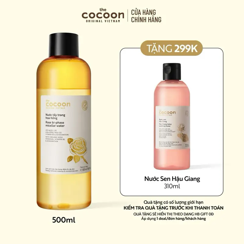 Ảnh đại diện Bigsize - Nước tẩy trang hoa hồng Cocoon tẩy sạch makeup & cấp ẩm 500ml