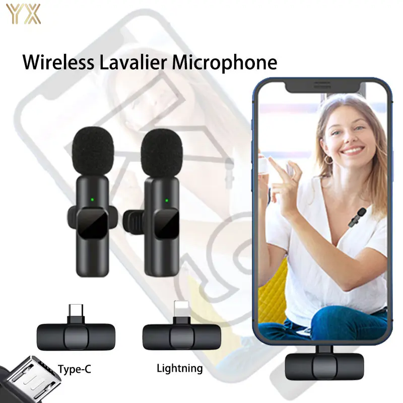 Micro Lavalier Điện Thoại Không Dây, YX, Thích Hợp Để Phát Sóng Trực Tiếp Và Ghi Âm Video Ngoài Trời, Âm Thanh Độ Trung Thực Cao Rõ Ràng, Cắm Type-C Và IOS, Cầm Tay Và Có Thể Sạc Lại, Mic Di Động, Giảm Tiếng Ồn, Phạm Vi Tối Đa 10M, K9