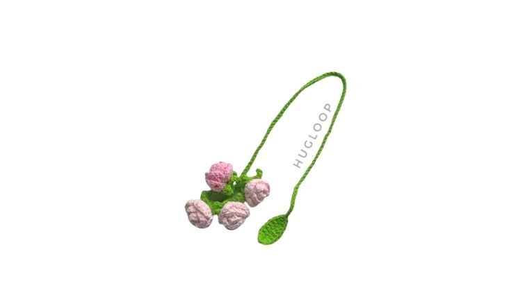 HUGLOOP - Aksesori Bunga Rajut Gantung / Crochet Flower Charm with Tie String / Handmade Bag Decoration
