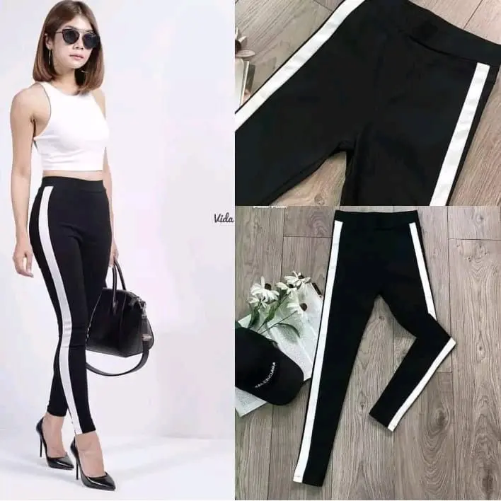 Legging List 1 Bahan Spandex Olahraga Sport Garis Putih - Celana Outdoor 2