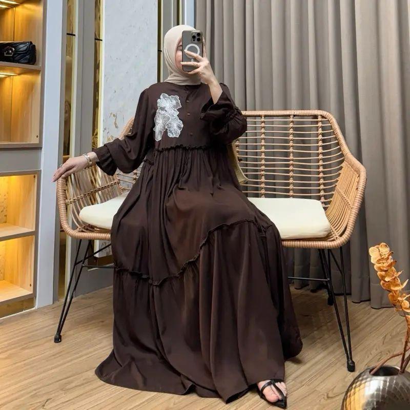 Syakira Bloom Gamis Rayon Twill Premium Dress Lebaran Terbaru