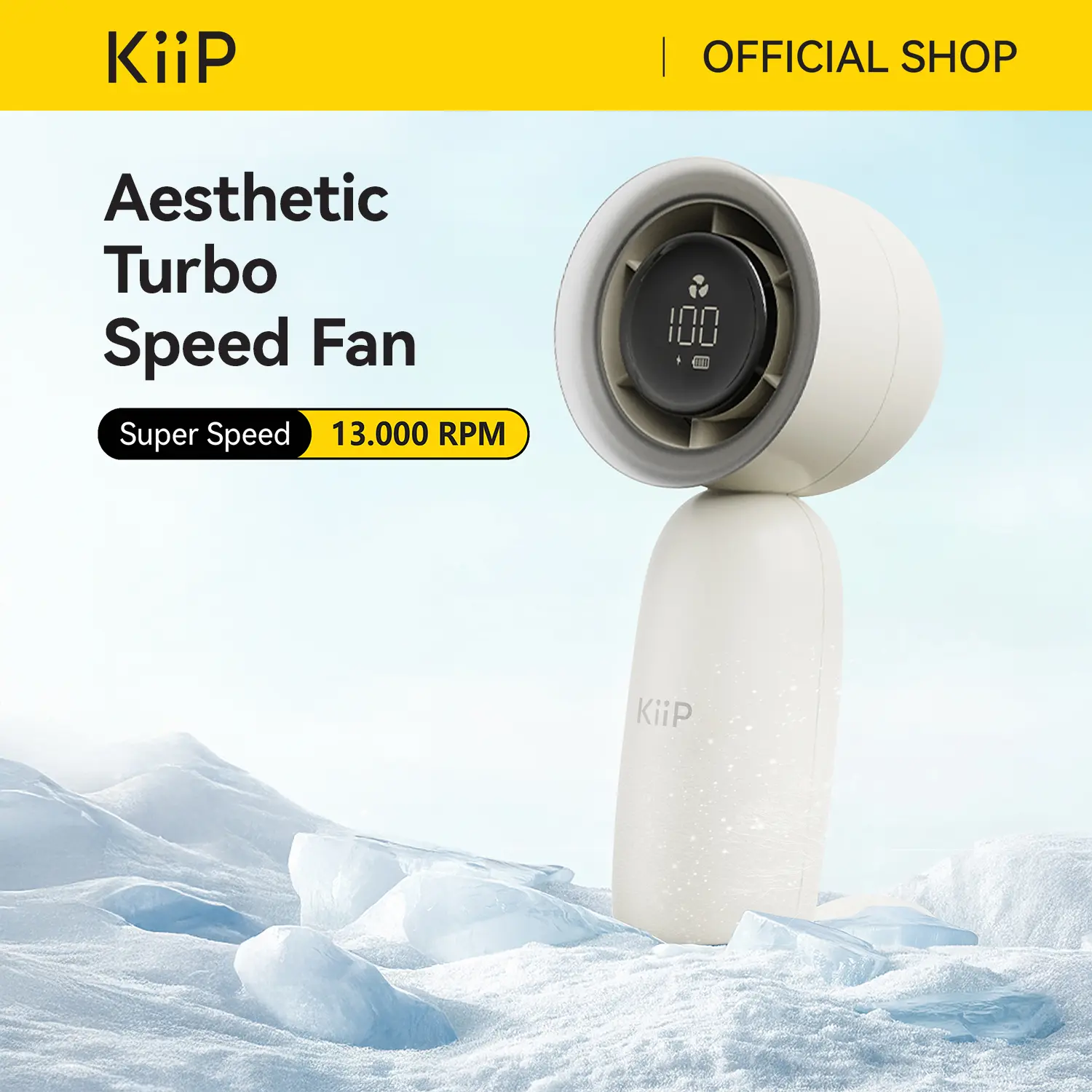 KiiP Fan03 Kipas Angin Mini Portable Rechargeable Fan-5Speed Kipas Genggam LED Display Wind