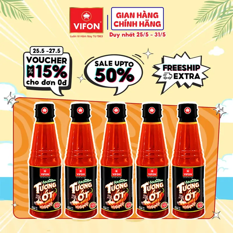 [VOUCHER HOT 15%] Set 2/ Set 5 Gia Vị Tương Ớt VIFON 500ml/ Chai Nước Sốt 3