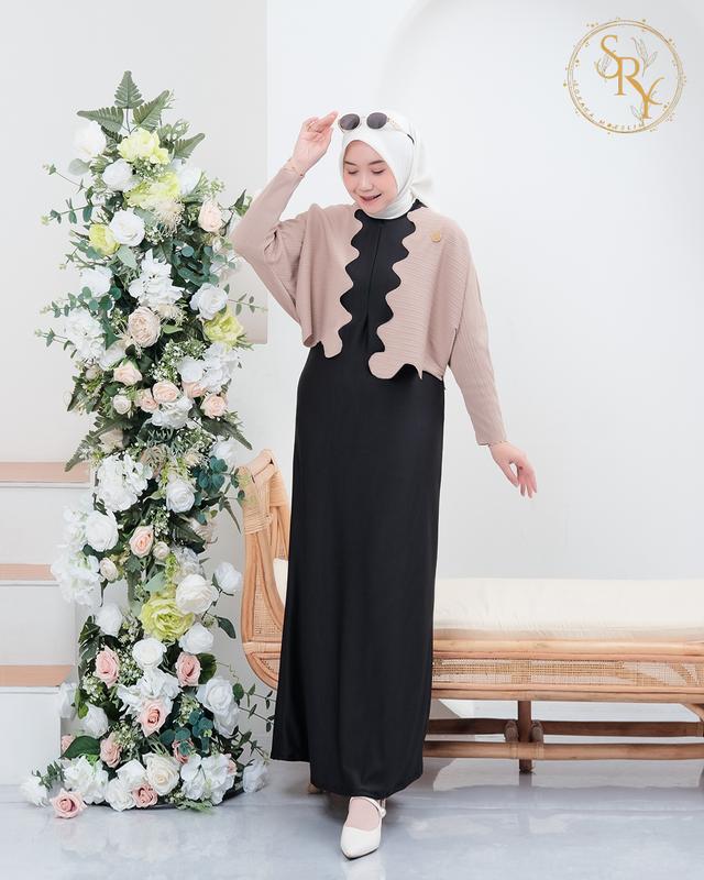Soraya Moeslim Cardi Azura Mix Inner Premium Dress mewah Wanita Dewasa Remaja Pesta Lebaran Cardigan Muslim waffle Santai Kardigan Outer Panjang Casual Kondangan Baju 2