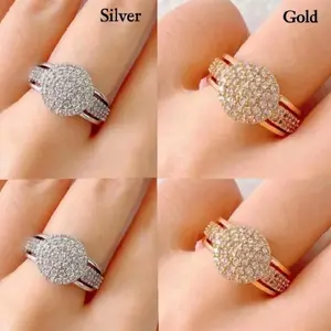 perhiasan fashion wanita cincin full permata gold dan silver mewah Rings