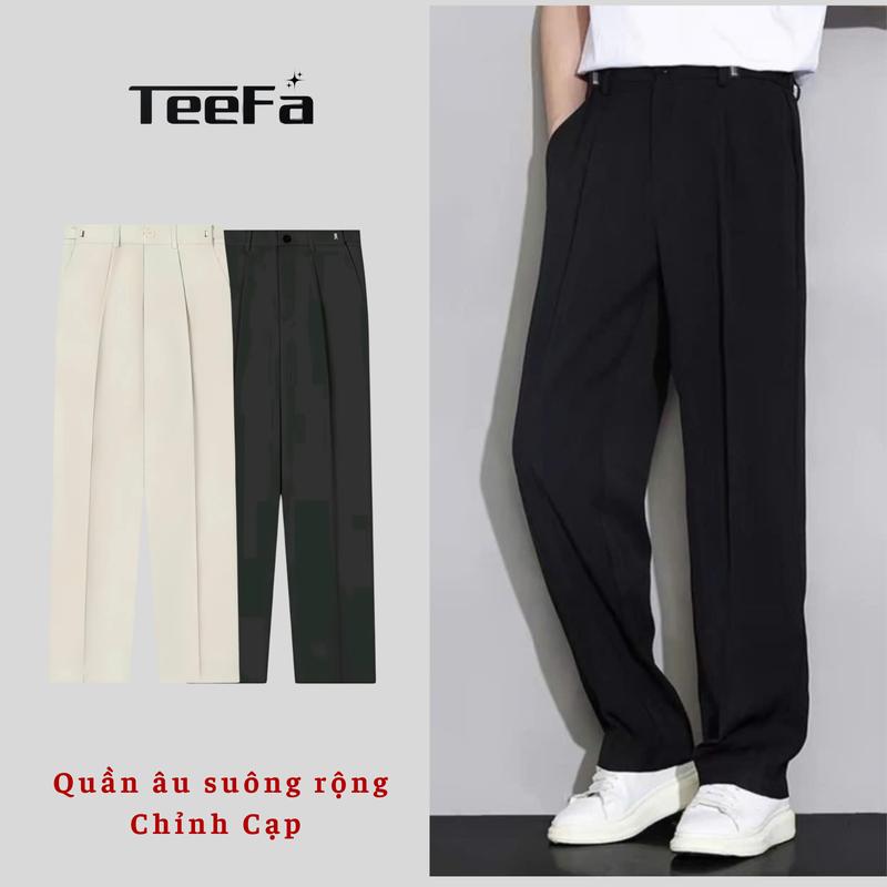[Deal Mở Bán] Quần âu suông rộng cạp điều chỉnh nam,Quần tây nam vải tuyết hàn dáng quần ống suông rộng trơn