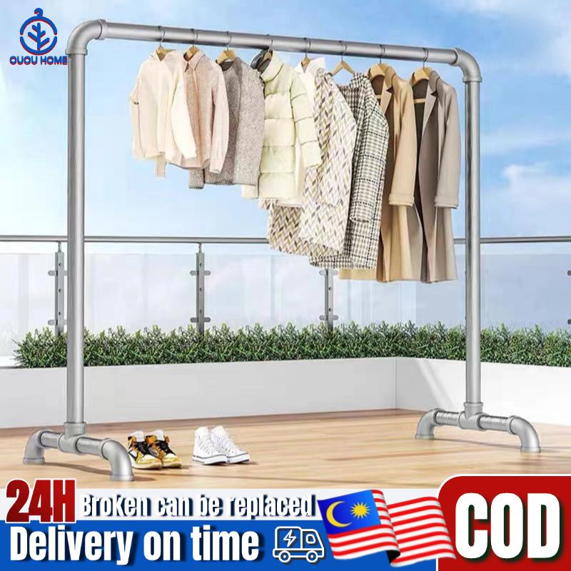 Double Layer Cloth Rack OUOU-2M Double Layer Clothes Rack Rak baju besi stainless steel ...