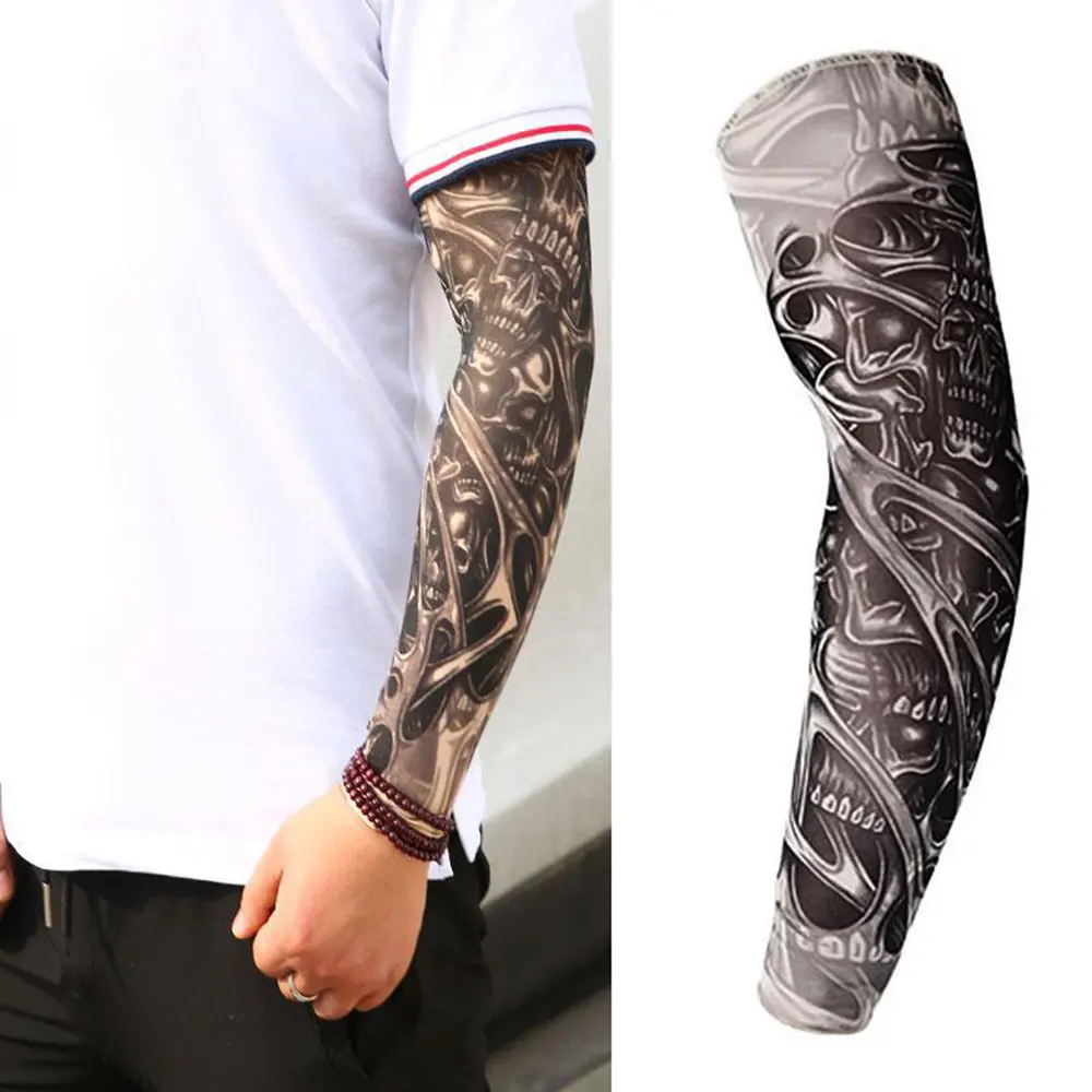 Tay Áo Cánh Tay Áo Hình Xăm 3D, Thoáng Khí, Chống Tia UV, Giữ Ấm Cánh Tay Áo, Thích Hợp Để Đạp Xe, Che Chống Nắng, Nhanh Khô, Tay Áo Làm Mát Mùa Hè, 1 Chiếc