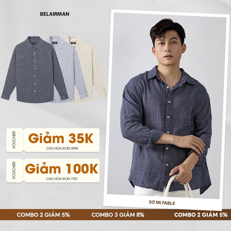  Áo sơ mi nam dài tay BELAIRMAN FABLE chất vải Linen cao cấp sang trọng thanh lịch - SMFB0134 Menswear 