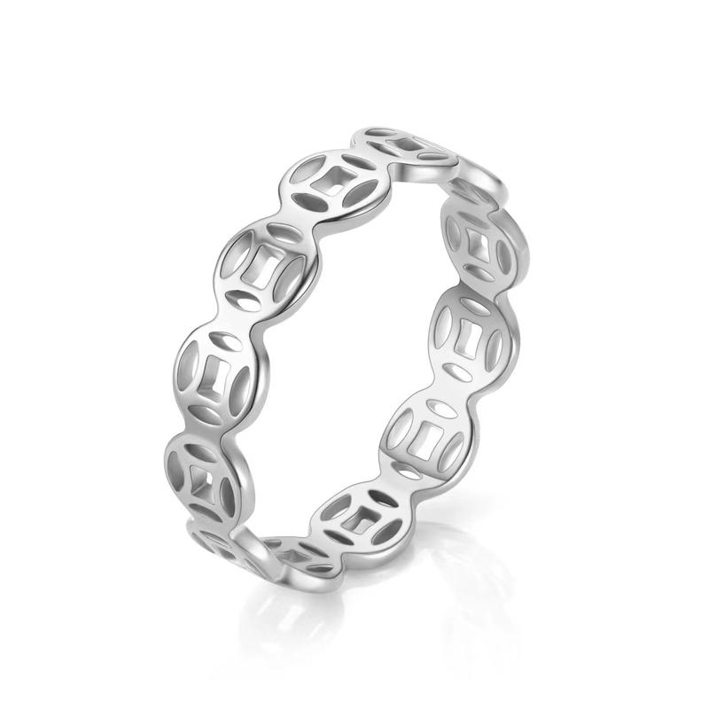 QQMM Fashion Edition Hollow out Money Ring Transfer Money Coin Copper Money Ring Factory Wholesale 4