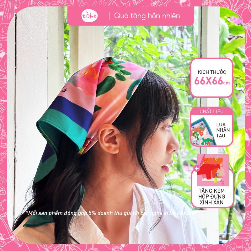 Khăn Bandana lụa họa tiết nhiều phong cách (66x66cm) Khăn buộc đầu, khăn quàng cổ nữ, đội đầu