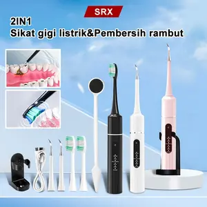 Smart Ultrasonic Scaling Alat Pembersih Alat pembersih karang gigi Alat Elektrik Menghilangkan plak karang gigi Electric Teeth Cleaner/electric toothbrush 2 in 1 Pemut Sikat Gigi Listrik Ultrasonik
