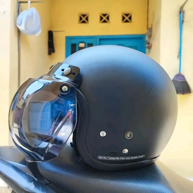 HELM CARGLOSS RETRO DEWASA PRIA WANITA SNI HITAM DOFF KACA DATAR Motorcycle Motor Sepeda 6