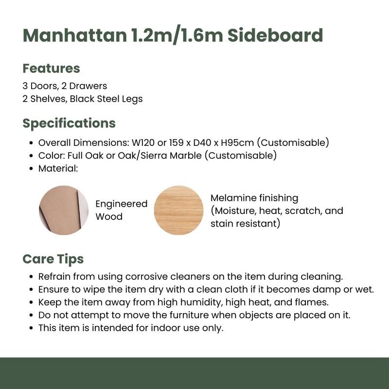 Product Introduction of Levels Manhattan 1.6m Sideboard (160cm Oak Laminate Storage Cupboard Chest) 0