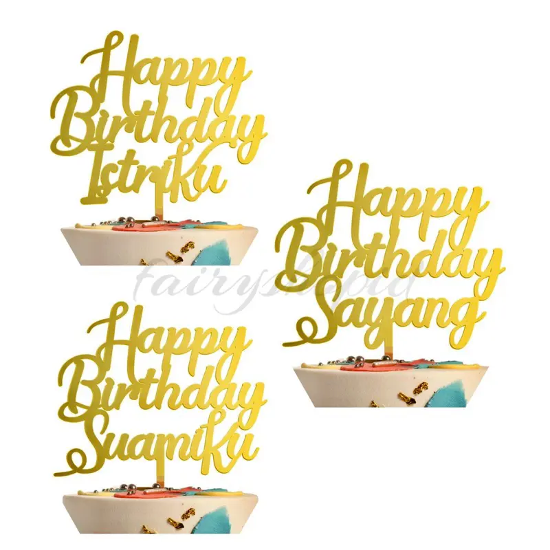 Topper Kue Akrilik Happy Birthday Sayang Istriku Suamiku / Cake Topper Decoration Happy Birthday Dear My Wife My Husband / Dekorasi Hiasan Inspirasi Tusukan Kue Desert Puding Pudding Ulang Tahun Istriku Suamiku Sayang Mywife Myhusband