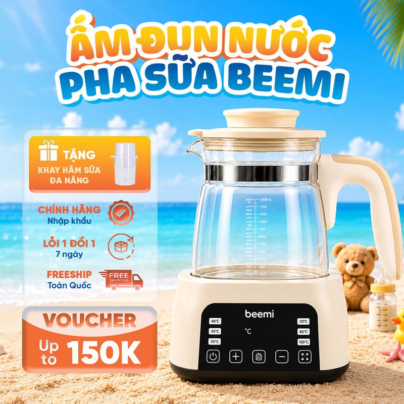 Máy đun nước pha sữa Beemi BC-8802A cho bé, bản tiếng Việt, dung tích 1300ml, đun sôi khử clo, giữ nhiệt 24h