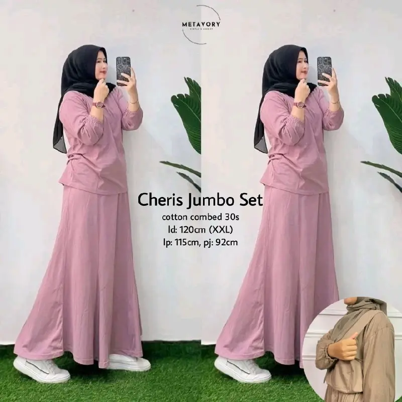 Setelan LD 120cm++ Panjang 70cm++ Jumbo Busui Bukaan Kanan Kiri Combed 30s LD 120cm Baju Wanita Lembut Nyaman one  set  elegan  lebaran 7