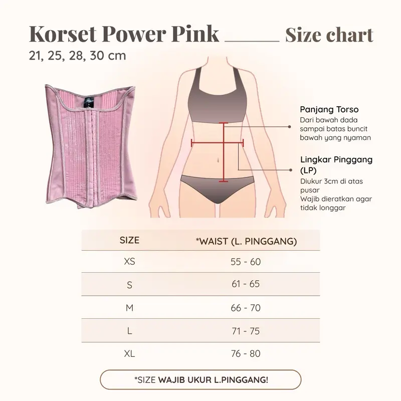 [BONDLOU] KORSET POWER PINK MESH 21,25,28,30cm / 23 TULANG 1