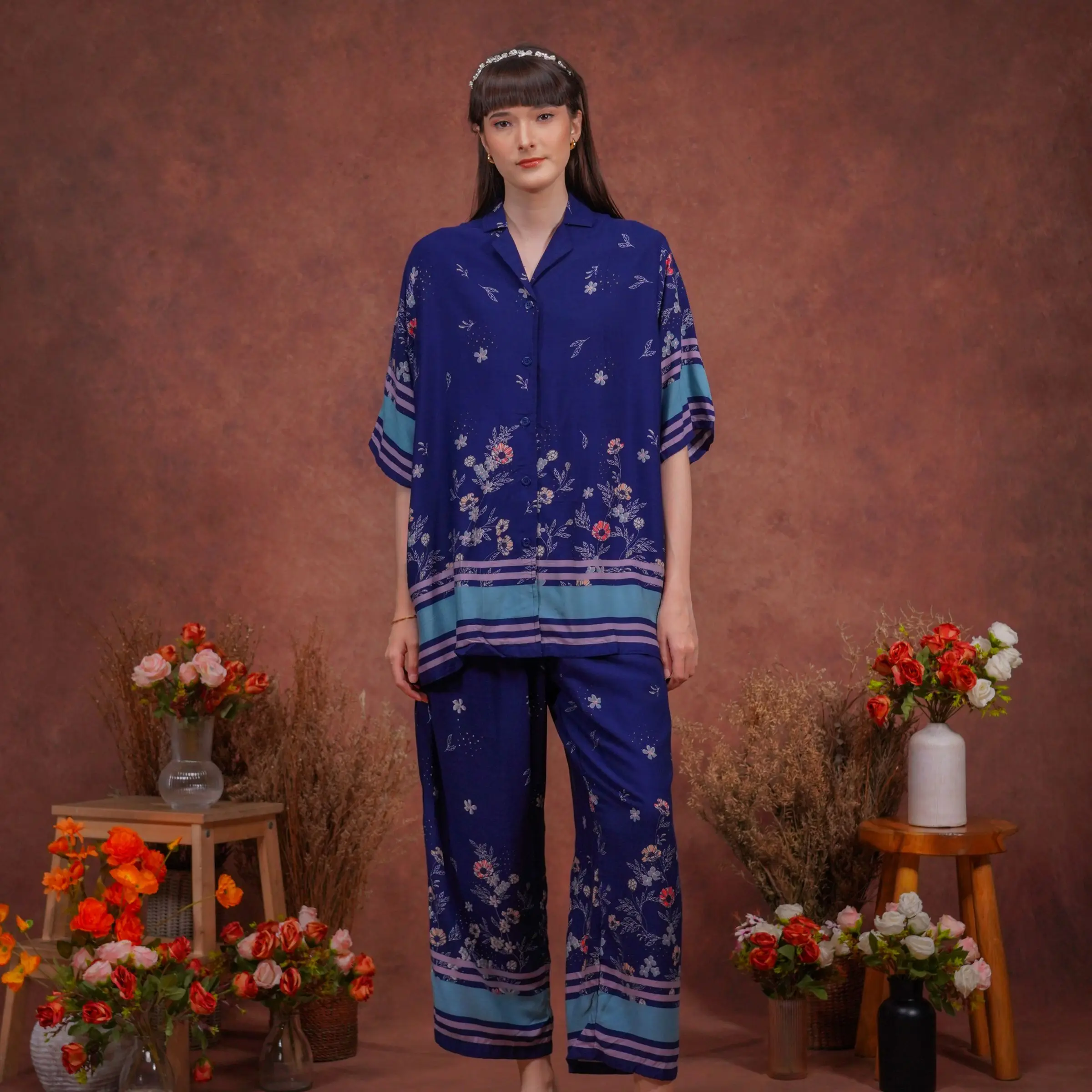 Oriana Sleepwear Piyama Long Sleeve Myta Verity Series | Baju Tidur Pajamas One Set