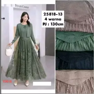 MIDI KAOS RAJUT MIX BROKAT DADA TALI DAN KANCING