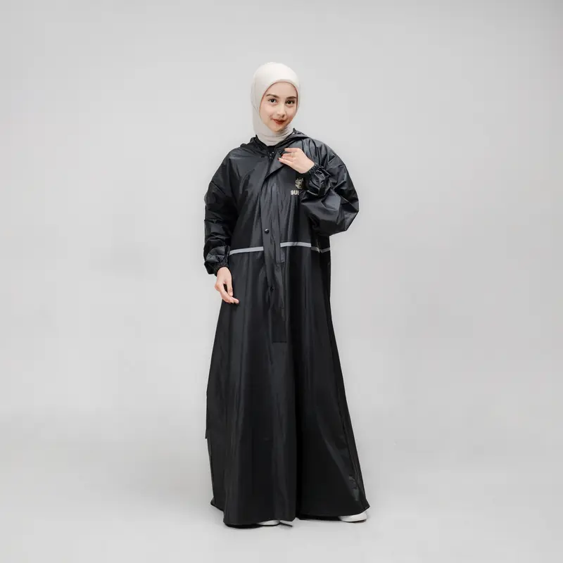 SULTAN Jas Hujan Gamis Syar'i Panjang Wanita Dewasa Hitam 3