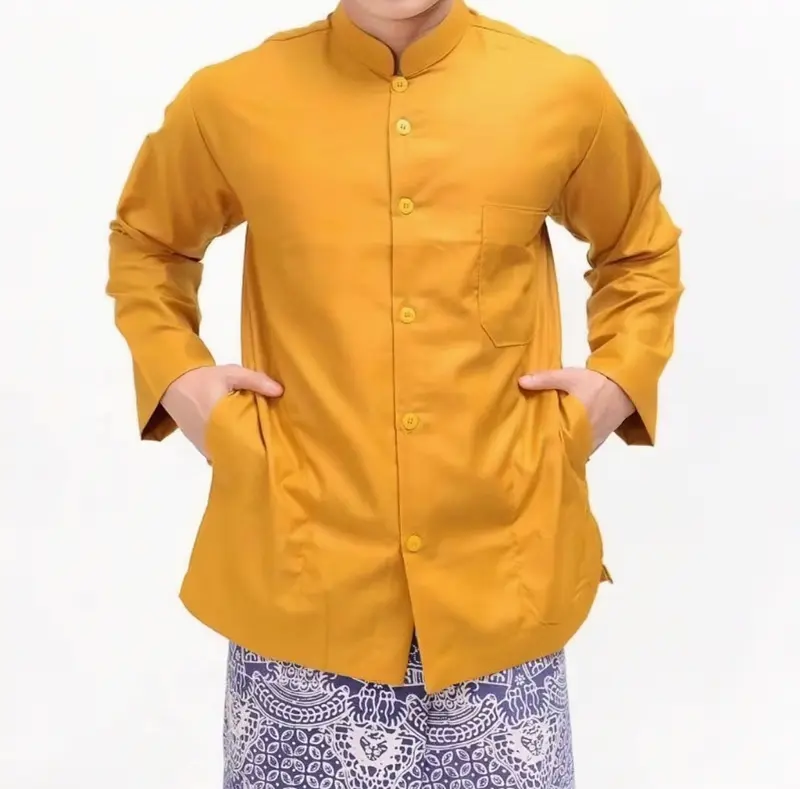 Koko haibah baju koko habib dewasa lengan panjang saku samping bahan katun poli adem produk lokal koko ammu ibrahim untuk Putih Cokelat Hitam baju koko modern nyaman 6