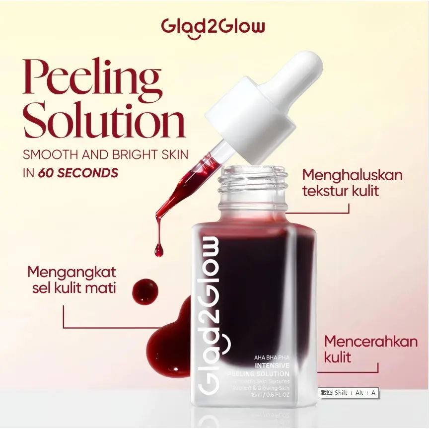 Glad2Glow Peeling Solution  60S menghaluskan kulit Anda AHA BHA PHA INTENSIVE Formula lembut serum eksfoliasi tidak perih membantu membersihkan dan mencerahkan kulit Anda Serum wajah eksfoliasi g2g yang kaya akan perawatan kulit membantu mempercepat G2G