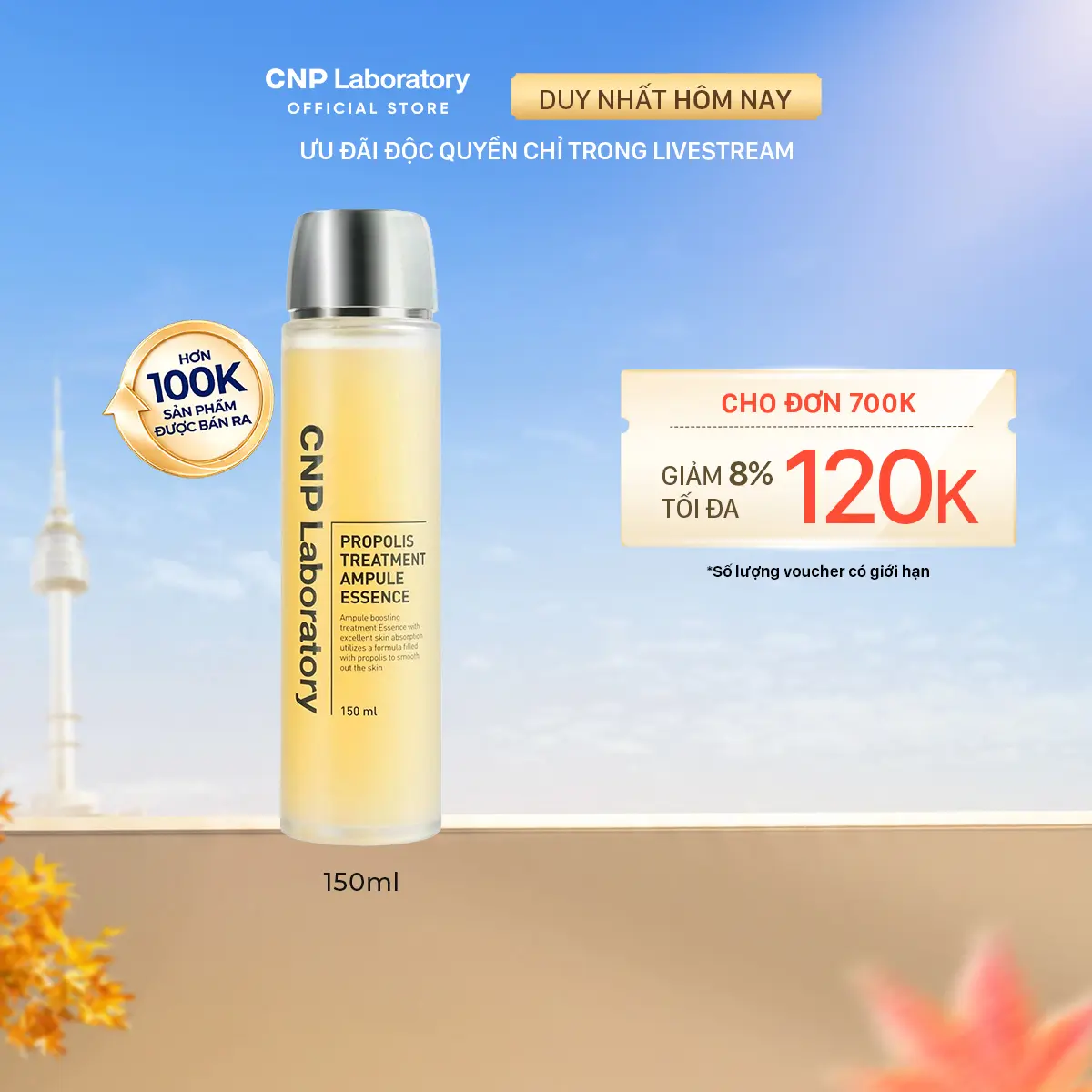 Nước thần keo ong dưỡng da giúp phục hồi làn da CNP Laboratory Propolis Treatment Ampule Essence 150ml